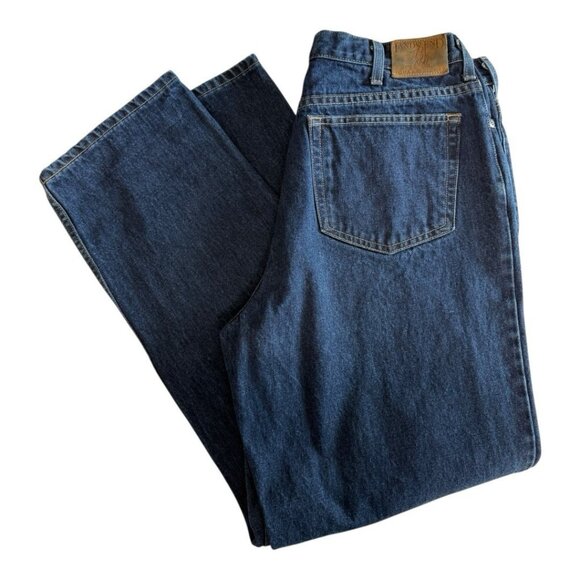 Lands End Mens Square Rigger Jeans~Size 35 x 31~Blue Dark Wash Straight ~ L14 27 - Picture 1 of 9